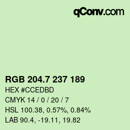 カラーコード: RGB 204.7 237 189 | qconv.com