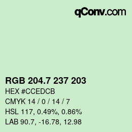 カラーコード: RGB 204.7 237 203 | qconv.com