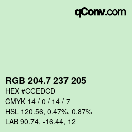 カラーコード: RGB 204.7 237 205 | qconv.com