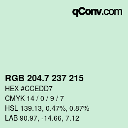 カラーコード: RGB 204.7 237 215 | qconv.com
