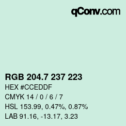 カラーコード: RGB 204.7 237 223 | qconv.com