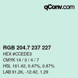 カラーコード: RGB 204.7 237 227 | qconv.com