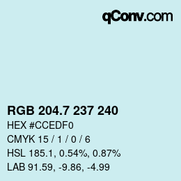 カラーコード: RGB 204.7 237 240 | qconv.com