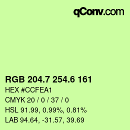 カラーコード: RGB 204.7 254.6 161 | qconv.com
