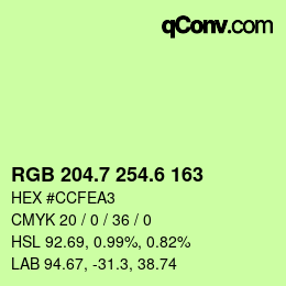 カラーコード: RGB 204.7 254.6 163 | qconv.com
