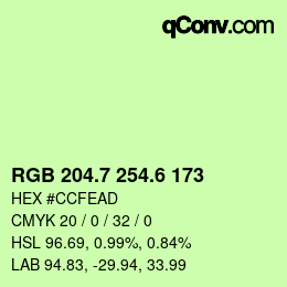 カラーコード: RGB 204.7 254.6 173 | qconv.com