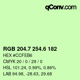 カラーコード: RGB 204.7 254.6 182 | qconv.com