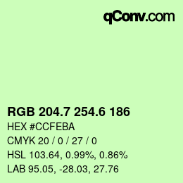 カラーコード: RGB 204.7 254.6 186 | qconv.com