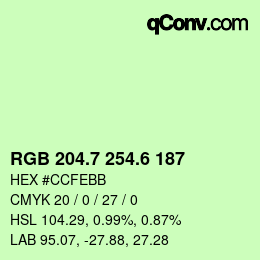 カラーコード: RGB 204.7 254.6 187 | qconv.com
