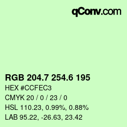 カラーコード: RGB 204.7 254.6 195 | qconv.com