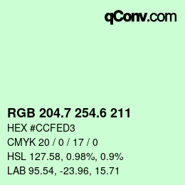 カラーコード: RGB 204.7 254.6 211 | qconv.com