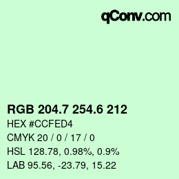 カラーコード: RGB 204.7 254.6 212 | qconv.com