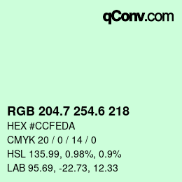 カラーコード: RGB 204.7 254.6 218 | qconv.com