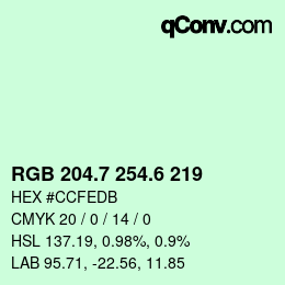 カラーコード: RGB 204.7 254.6 219 | qconv.com