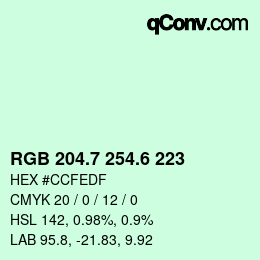 カラーコード: RGB 204.7 254.6 223 | qconv.com