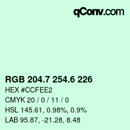 カラーコード: RGB 204.7 254.6 226 | qconv.com