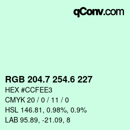 カラーコード: RGB 204.7 254.6 227 | qconv.com