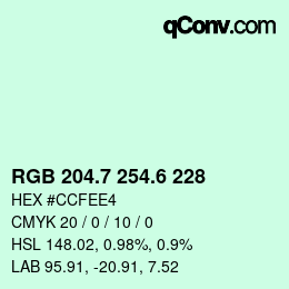 カラーコード: RGB 204.7 254.6 228 | qconv.com