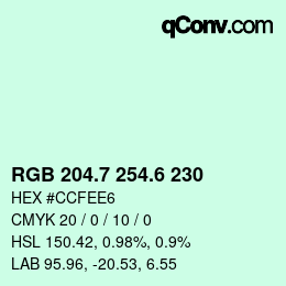 カラーコード: RGB 204.7 254.6 230 | qconv.com