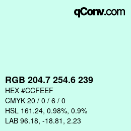 カラーコード: RGB 204.7 254.6 239 | qconv.com