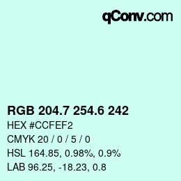 カラーコード: RGB 204.7 254.6 242 | qconv.com