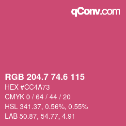 カラーコード: RGB 204.7 74.6 115 | qconv.com