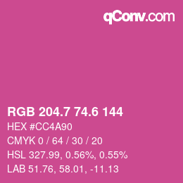 カラーコード: RGB 204.7 74.6 144 | qconv.com