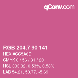 カラーコード: RGB 204.7 90 141 | qconv.com