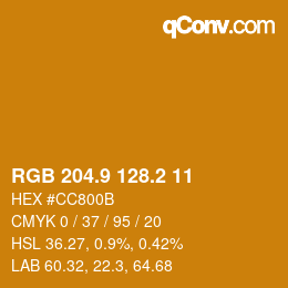 カラーコード: RGB 204.9 128.2 11 | qconv.com