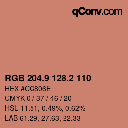 カラーコード: RGB 204.9 128.2 110 | qconv.com