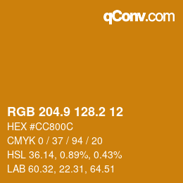 カラーコード: RGB 204.9 128.2 12 | qconv.com