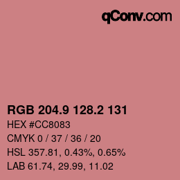 カラーコード: RGB 204.9 128.2 131 | qconv.com