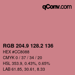 カラーコード: RGB 204.9 128.2 136 | qconv.com