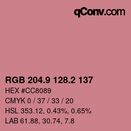カラーコード: RGB 204.9 128.2 137 | qconv.com
