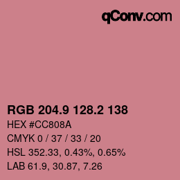 カラーコード: RGB 204.9 128.2 138 | qconv.com
