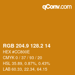 カラーコード: RGB 204.9 128.2 14 | qconv.com
