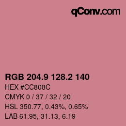 カラーコード: RGB 204.9 128.2 140 | qconv.com