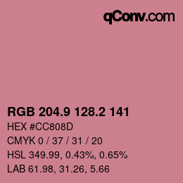 カラーコード: RGB 204.9 128.2 141 | qconv.com