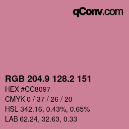 カラーコード: RGB 204.9 128.2 151 | qconv.com
