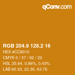 カラーコード: RGB 204.9 128.2 16 | qconv.com