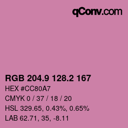 カラーコード: RGB 204.9 128.2 167 | qconv.com