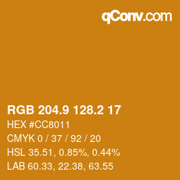 カラーコード: RGB 204.9 128.2 17 | qconv.com