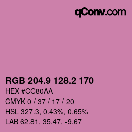 カラーコード: RGB 204.9 128.2 170 | qconv.com