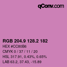 カラーコード: RGB 204.9 128.2 182 | qconv.com