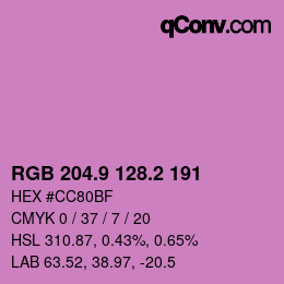 カラーコード: RGB 204.9 128.2 191 | qconv.com