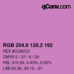 カラーコード: RGB 204.9 128.2 192 | qconv.com