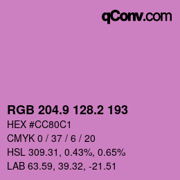 カラーコード: RGB 204.9 128.2 193 | qconv.com