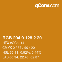 カラーコード: RGB 204.9 128.2 20 | qconv.com