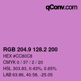 カラーコード: RGB 204.9 128.2 200 | qconv.com