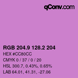カラーコード: RGB 204.9 128.2 204 | qconv.com